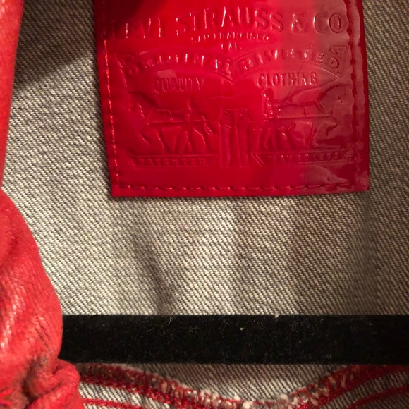 Levi Strauss Red Coated Denim Limited Biker Jacket - Picture 3 of 5